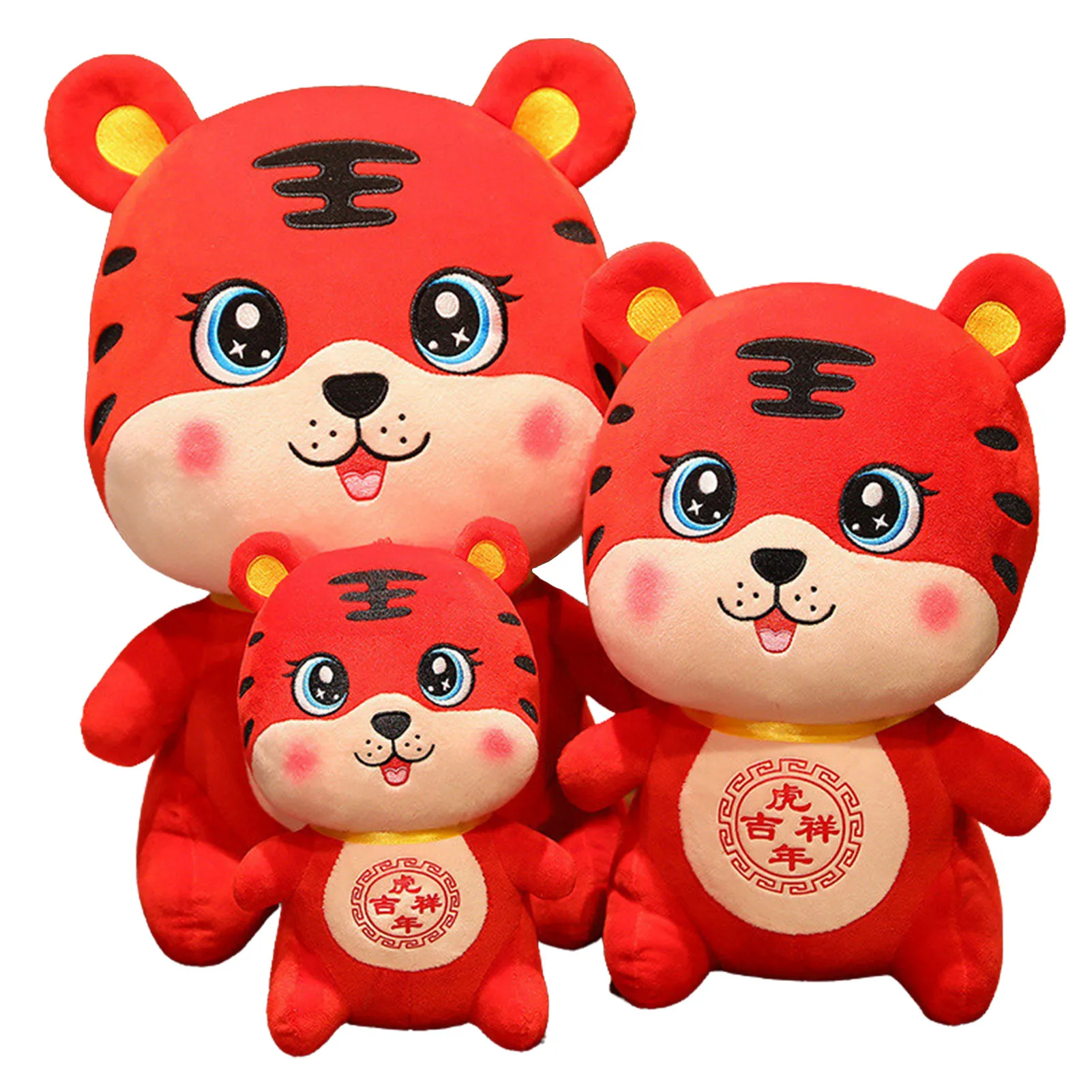 Tiger Maskottchen Dekorationen Puppe-Super Weiche 2022 Chinesische Neue Jahr Zodiac Tiger Plüsch Spielzeug | Nette Tiger Maskottchen Gefüllte puppe
