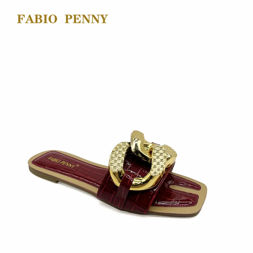 FABIO PENNY женские сандалии с металлической пряжкой Украшение Женские тапочки