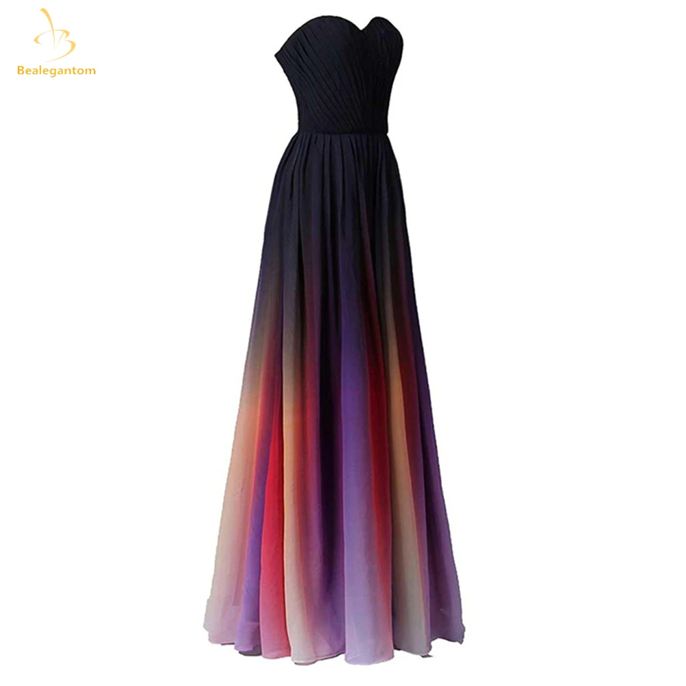 

Недорогие многоцветные шифоновые трапециевидные платья bejoy для подружки невесты, длинное платье на шнуровке для свадебной вечеринки, выпус...