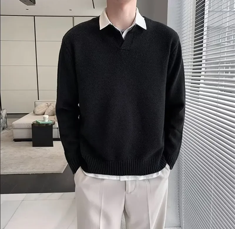 Осень/зима 2022 новый мужской свитер однотонный пуловер с круглым вырезом мягкий