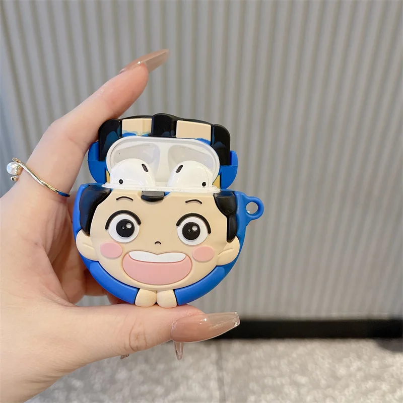 Фото Японский мультфильм 3D King Poggi чехол для наушников Apple Airpods 1 2 3 Pro Bluetooth зарядное устройство силиконовый защитный чехол №4