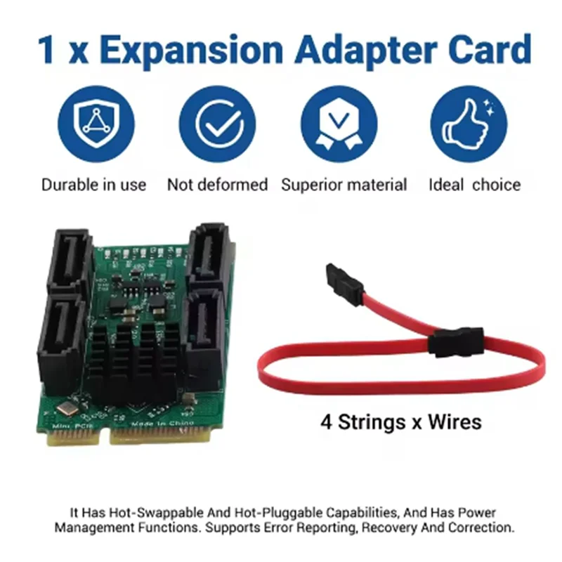 Фото Карта расширения Mini PCI-E к SATA3.0 Конвертер M.2 PCI-E 2.0 B+M Key Карта расширения 2/4 SATA 3.0 SSD Карта адаптера №2