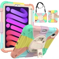 for apple mini 6 mini6 6th gen 8 3 inch 2021 case shockproof kids safe pc silicon stand tablet cover with shoulder strappen