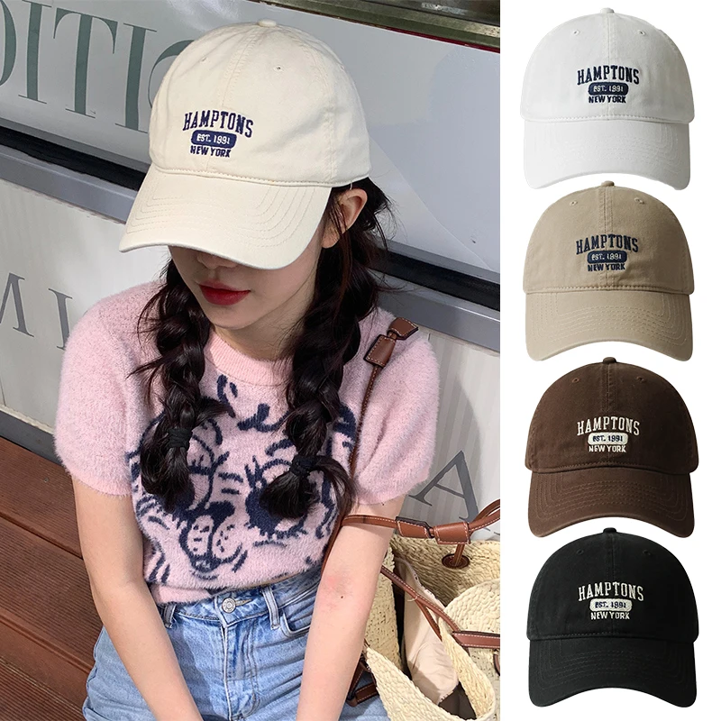 

Letter Embroidery Women Baseball Hat Solid Color Fashion Casual Peaked Cap Cotton Snapback Hats Sun Visors Girl Bonnet Casquette