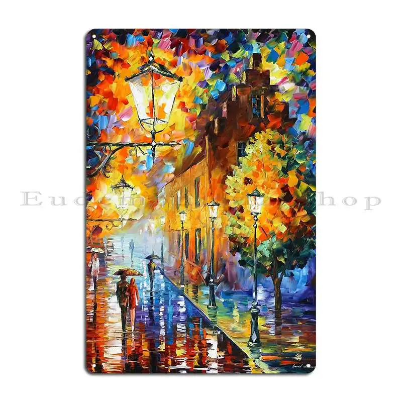Металлическая табличка Warm Lights In The Night Leonid Afremov