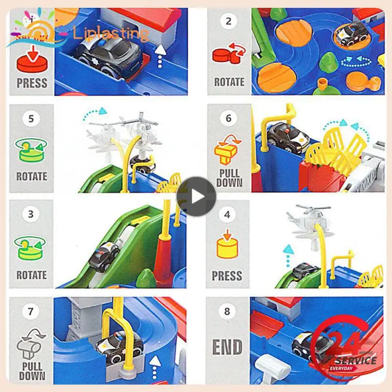 

Children's Rail Car Toy Sets Cartoon Car Crashing Through Barriers Big Adventure Inertial Sliding Toy Early Education For Baby