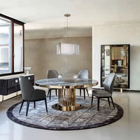 italian light luxury marble dining table and chair combination designer high end villa stainless steel metal modern simple round
