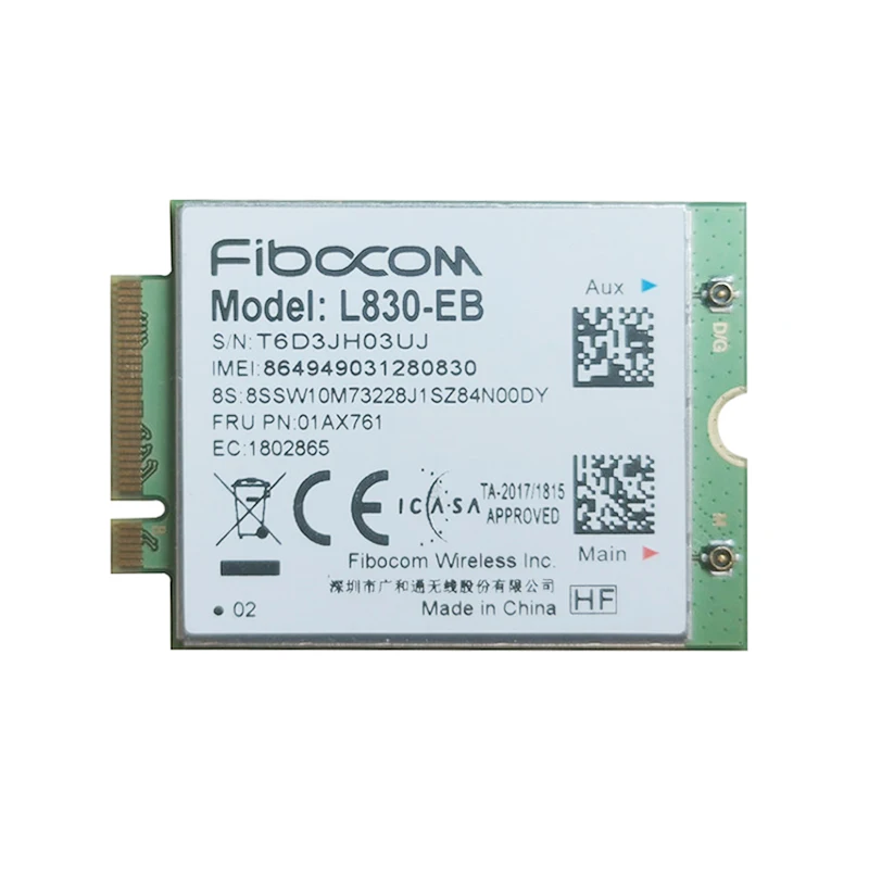 

Fibocom L830-EB 01AX761 LTE 4G WWAN Card for Lenovo Thinkpad X280 T480 T490 T490s T590 P53s X390 L490 L590 P43s T480s X390 Yoga