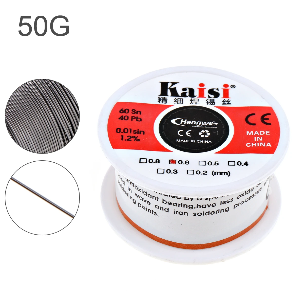 

50g Flux 1.2% Fine Wire Tin Solder Wire Sn60 Pb40 for Precise Welding Works 0.4mm 0.5mm 0.6mm Soldering Welding Wires