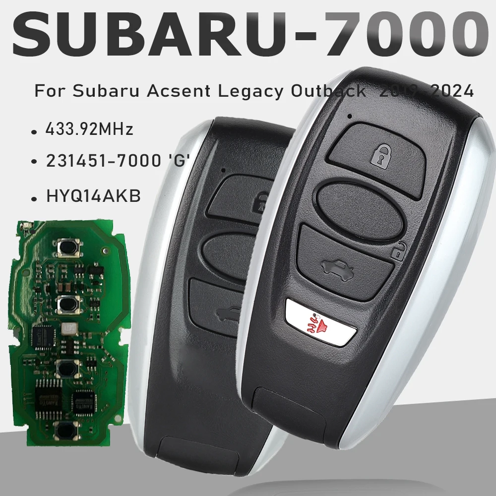 

Умный дистанционный ключ KEYECU 231451-7000 «G», 433,92 МГц, 3/4 кнопки, брелок для SUBARU ACSENT LEGACY OUTBACK 2019-2024 — HYQ14AKB