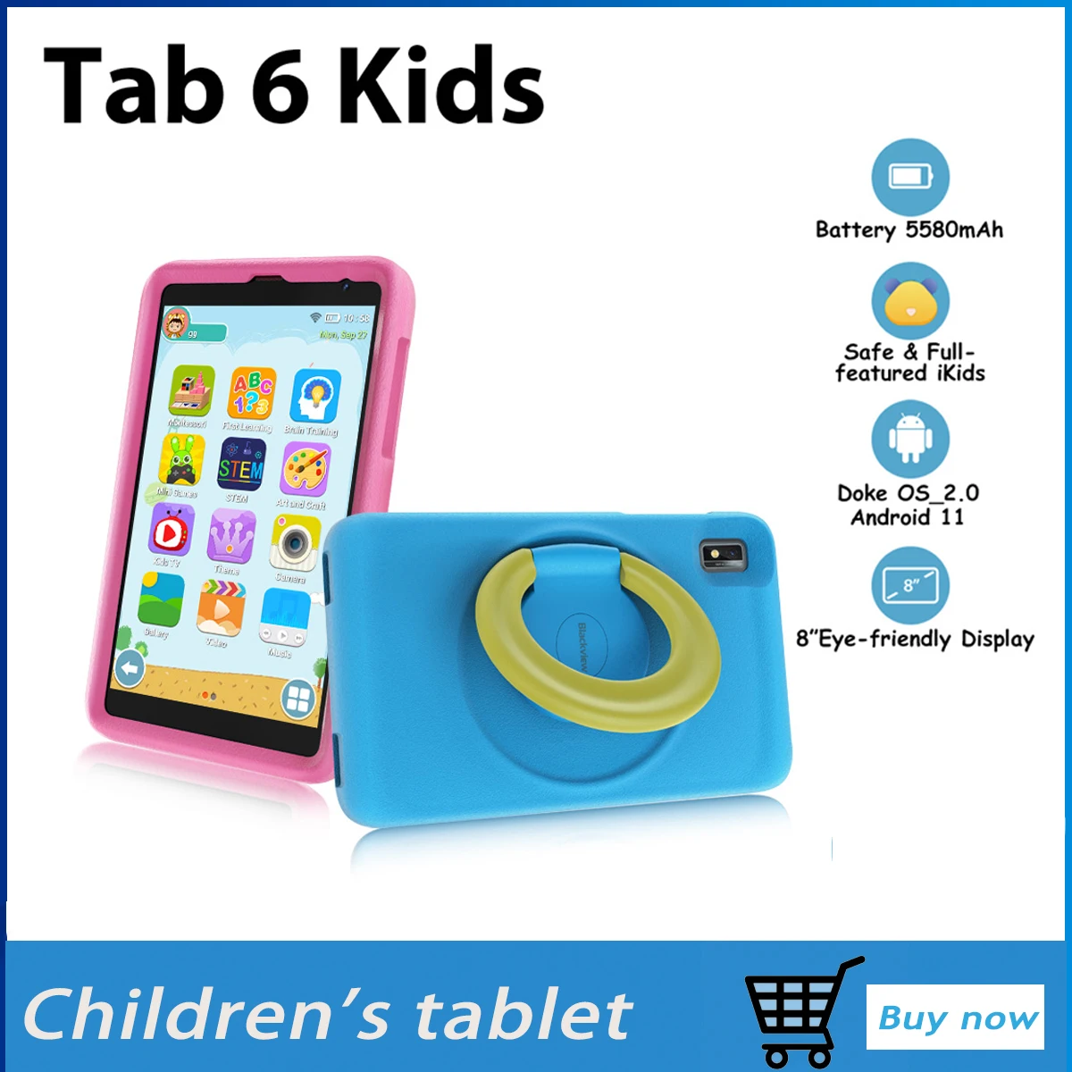 8 Inch Kids Tablet Blackview Tab 6 Kids 3GB 32GB Android 11 Qude Core Processor With Kids 5580mAh WIFI 4G Android Tablet PC