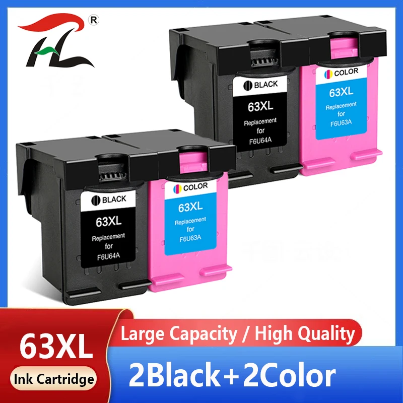 

63XL Ink Cartridge Replacement for HP63XL 63 XL for HP OfficeJet 3830 Envy 4520 4512 4513 OfficeJet 4650 5255 Printer
