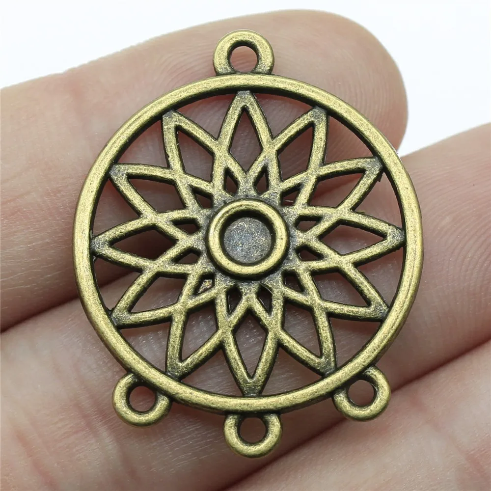 

10pcs 33x27mm Antique Bronze Color Dreamcatcher Porous Earring Connector For Earring Making For Jewelry Making A10431
