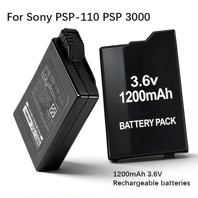 Фото Аккумуляторная батарея для PSP2000, для консоли Sony PSP-110 PSP 3000, реальная емкость 1200 мАч, 3.6 В, перезаряжаемые батареи. №1