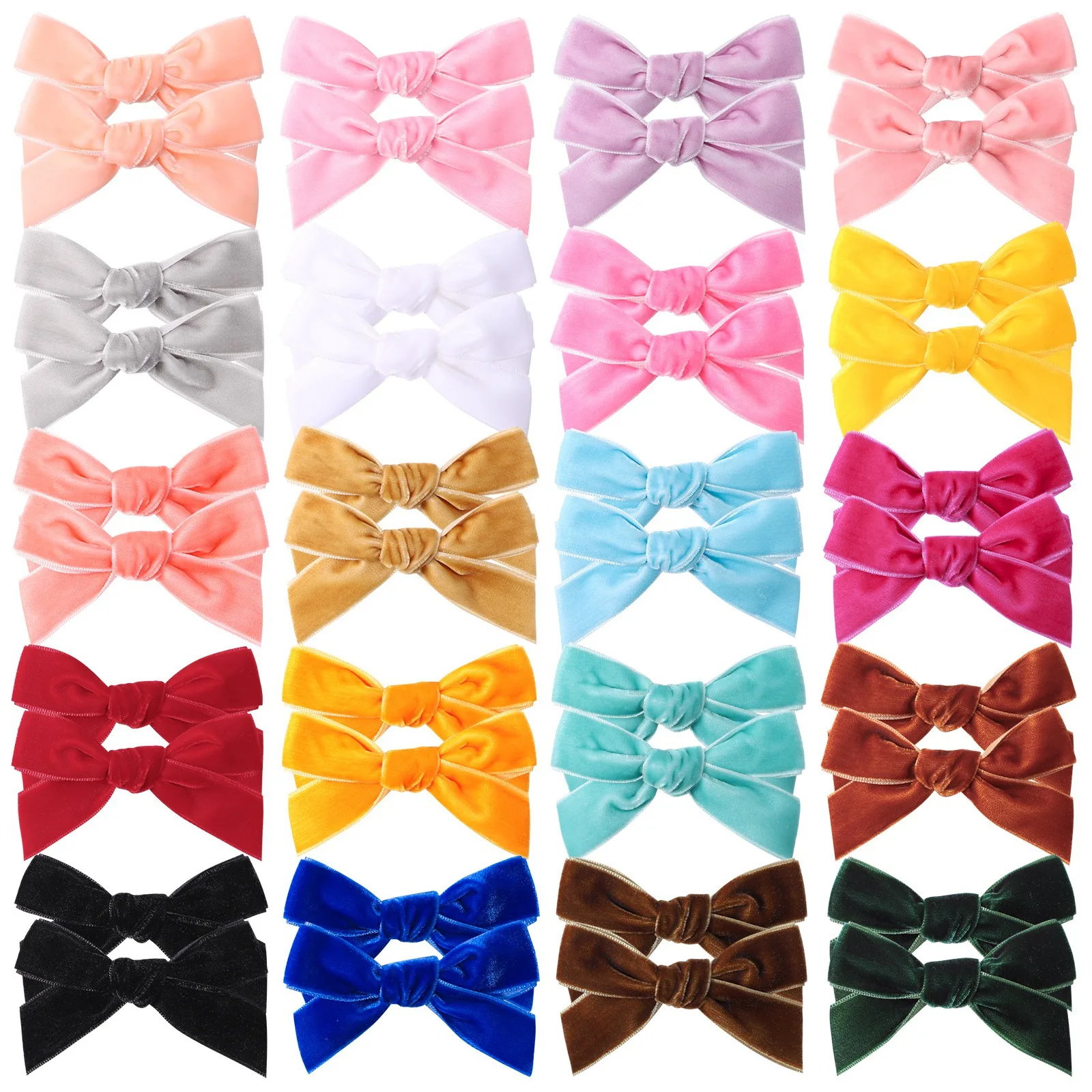 

2Pcs/Set 3'' Solid Velvet Hair Bows For Girls Hair Clips Baby Boutique Hairpin Handmade Barrettes Headwear Kids Hair Accessories