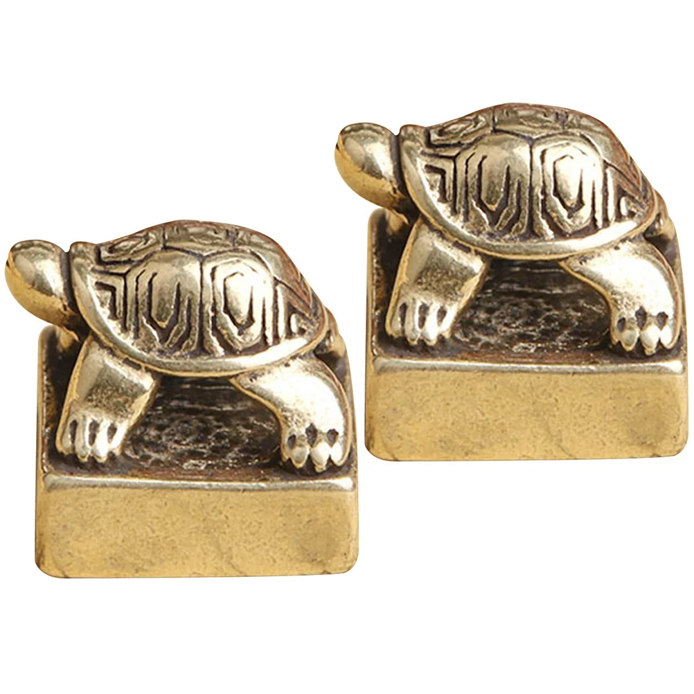 

2 Pcs Desk Topper Creative Bird Ornament Desktop Figurine Home Decor Retro Turtle Stamp Desktop Turtle Decor