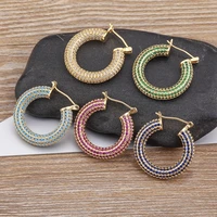 nidin new trend 5 colors geometric round copper zircon earrings women korean fashion fine party classic wedding jewelry gifts