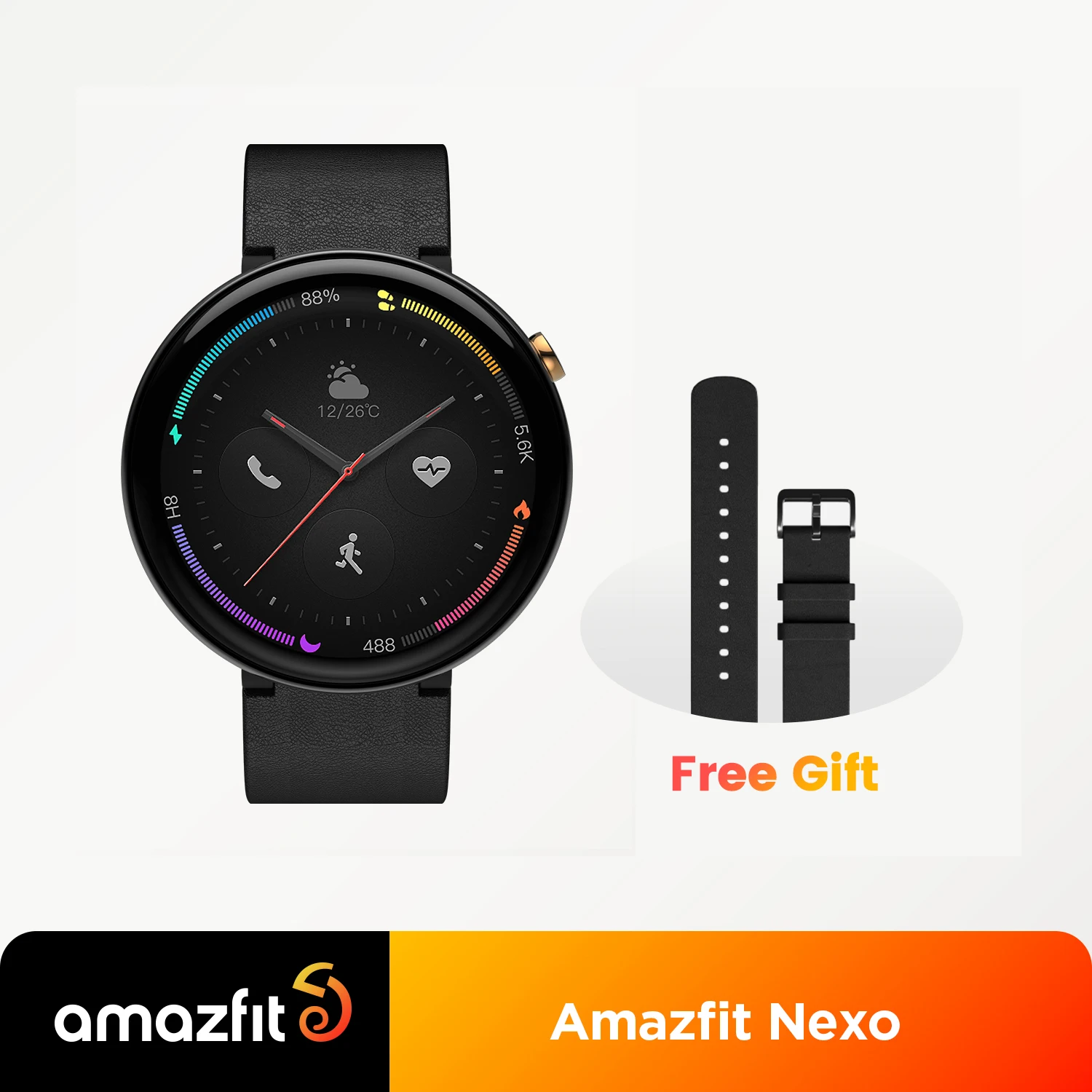 Original Global Amazfit Nexo Smartwatch Ceramics Bezel 10 Sports Modes GPS Glonass 1.39 inch AMOLED Display for Android phone