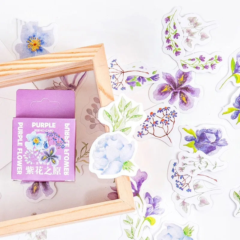 

40Packs Wholesale Creative Purple flower collection Decorative Stationery mini Stickers set Scrapbooking Diary Album Stick Lable