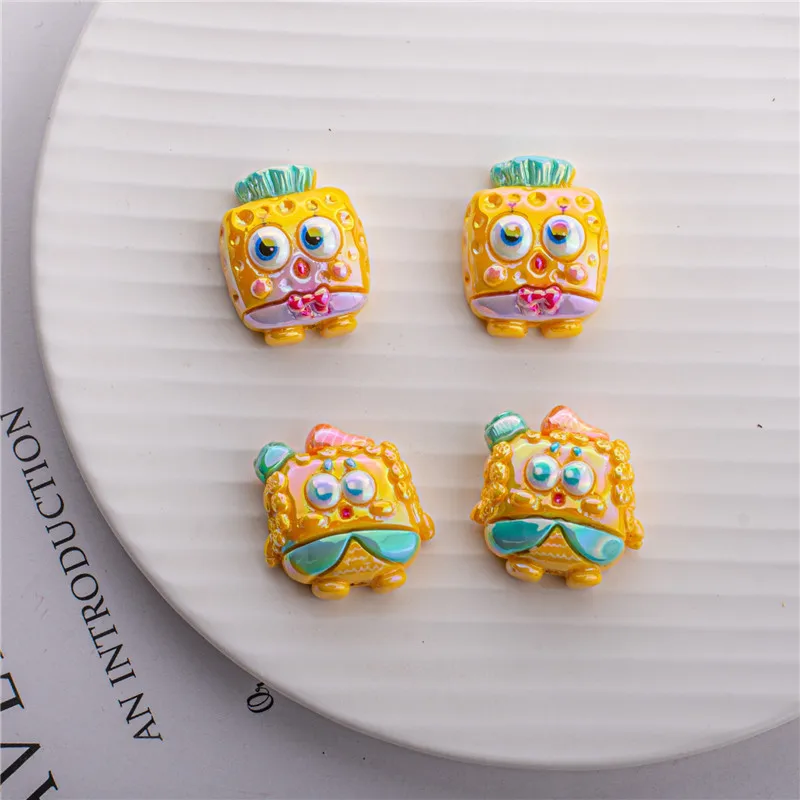 

Оптовая продажа, бусины из смолы в форме мультяшных животных, с прямым отверстием, 50 шт./партия, УФ-желтый цвет, для изготовления ювелирных изделий своими руками