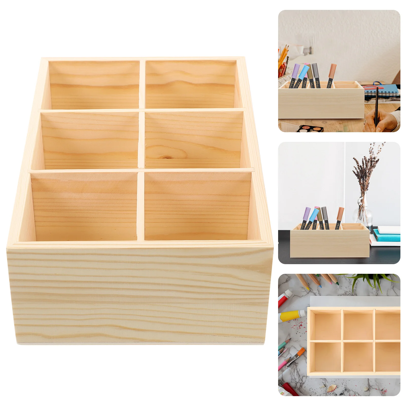 

Storage Artifact Wooden Marker Holder Organizer Large Capacity Crayon Brush