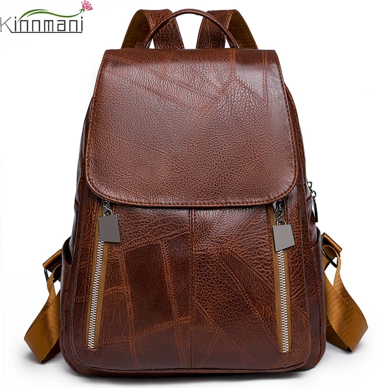 

Women's Soft PU Leather Backpack Casual Solid Color Travel Backpack 2022 New Fashion Retro Women's Shoulder Bag Simple Backpacks