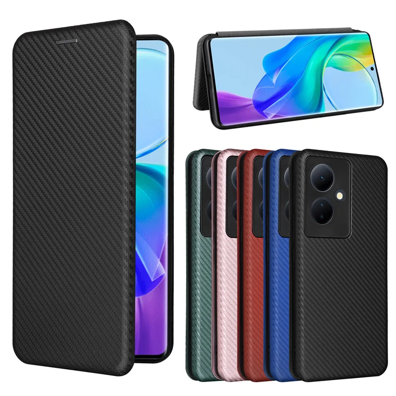 Кожаный флип-чехол для Vivo V29 Lite телефона из углеродного волокна V29Lite деловой