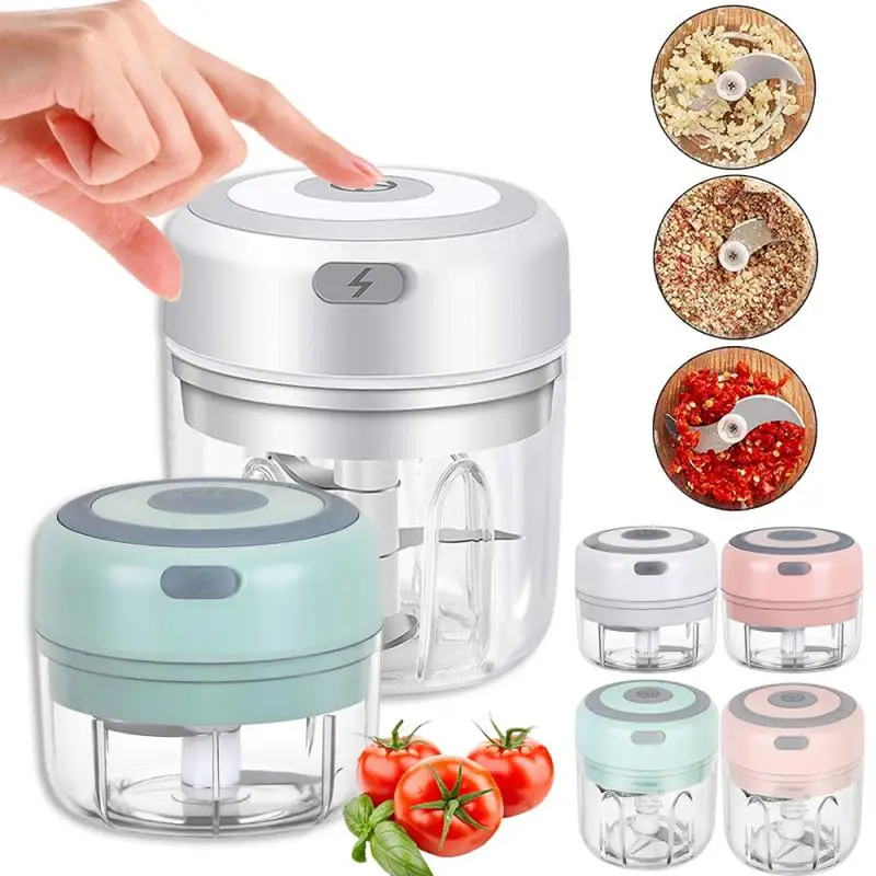 

100/250ml Mini USB Wireless Electric Garlic Masher Sturdy Press Mincer Vegetable Chili Meat Grinder Food Chopper Kitchen Tools