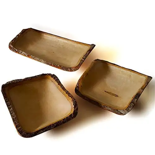 

. "Stunningly Elegant 3 Piece Rectangular Mango Wood Serving Tray Set - Rustic Yet Refined".