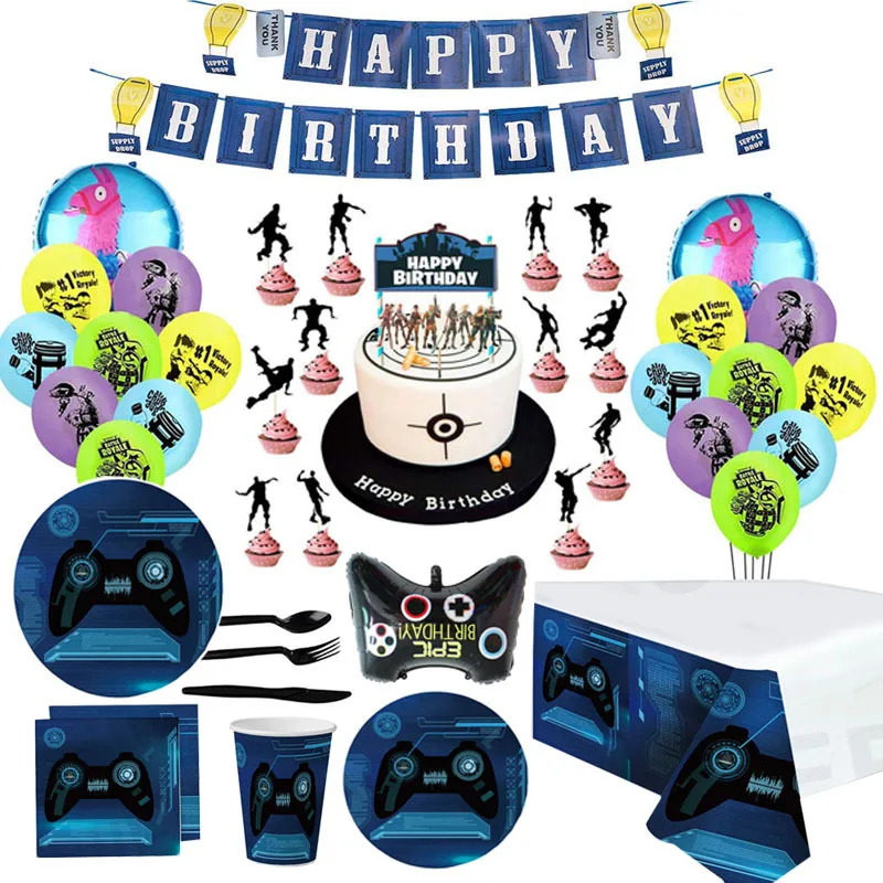 

Game Boy Birthday Party Theme Night Disposable Tablewares Set Child Kid Birthday Party Decoration Napkin Paper Cup Toys Child