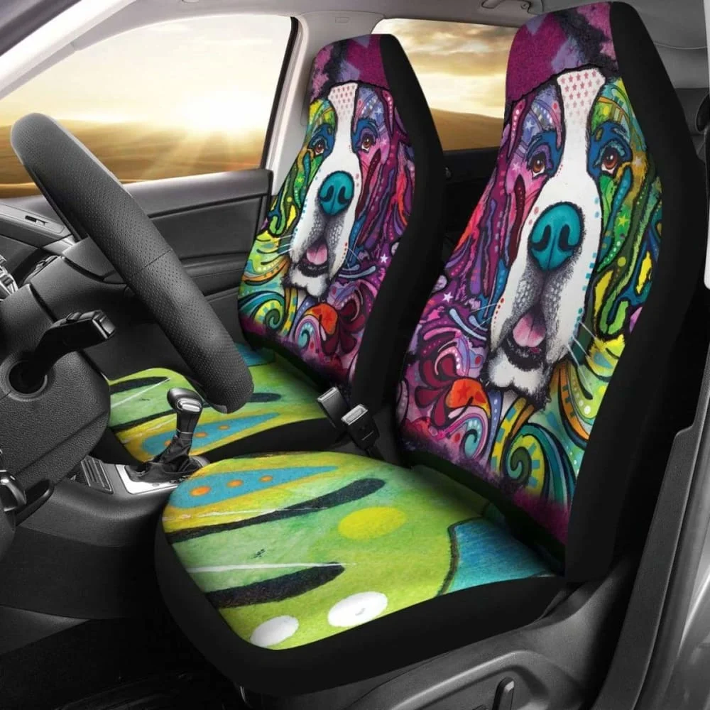 

Saint Bernard Design Car Seat Covers Colorful Back,Pack of 2 Universal Front Seat Protective Cover