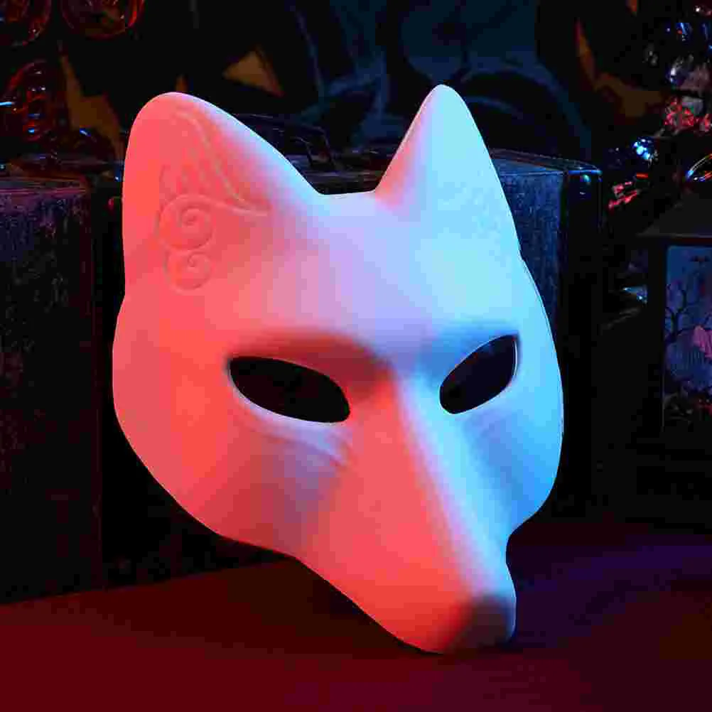 

Therian Mask Fox Cat Adults White Blank Hand Painted Animal Face Halloween Cosplay Costume