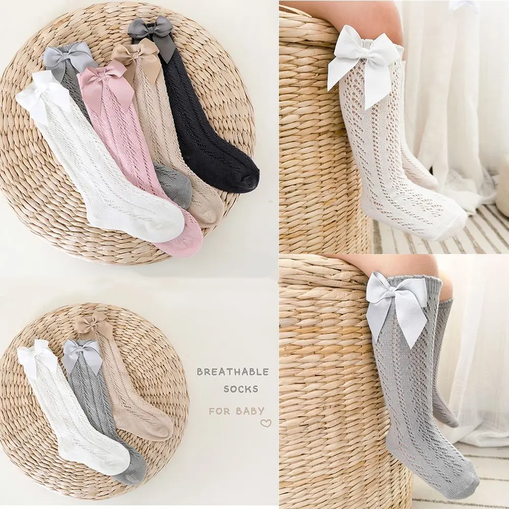 

Baby Toddler Bow Bowknot Hollow Out Sock Sox Fishnet Socks Knee High In Tube Socks