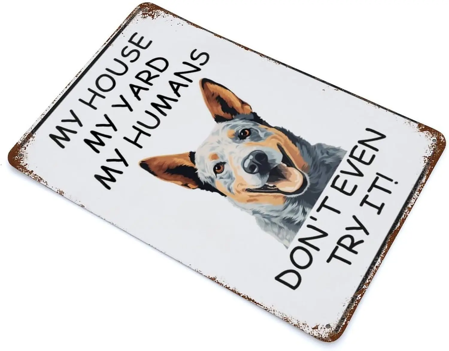 Забавный винтажный жестяной знак Австралийский скот мой дом двор человек собака