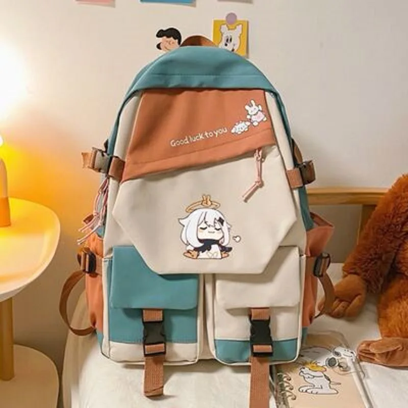 Game Genshin Impact Paimon Klee Cosplay Unisex Students School Bag Cartoon Backpack Laptop Travel Rucksack Outdoor Fashion Gifts