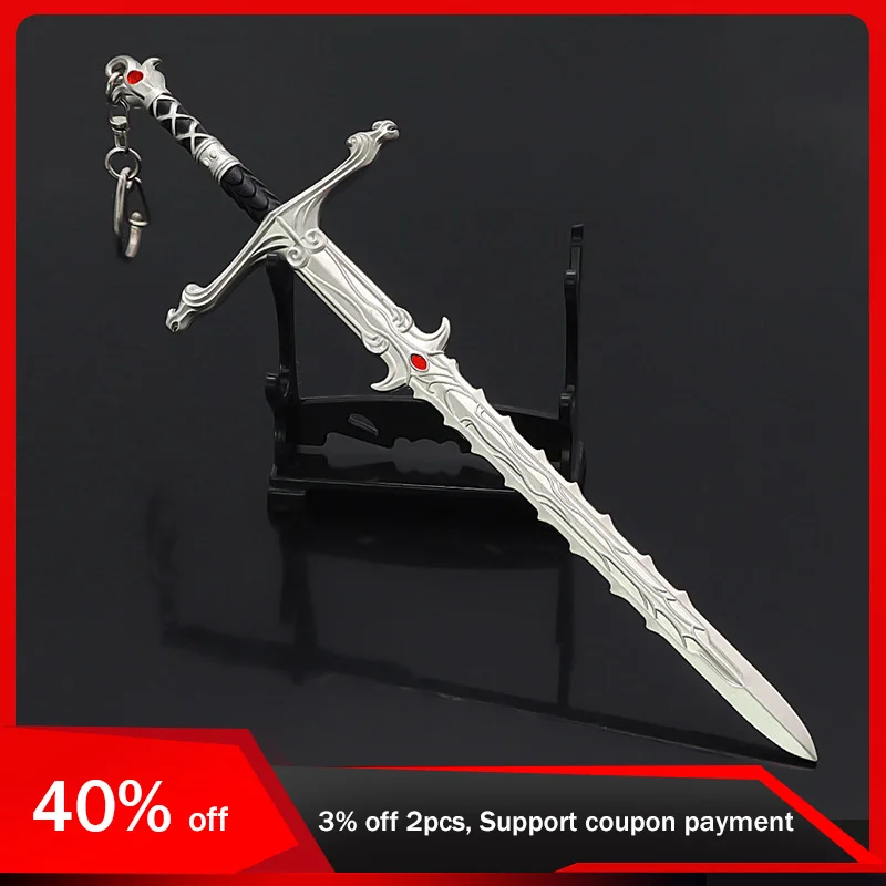 

22cm Baldur's Gate 3 Game Peripheral Keychain Weapon Model Astral Silver Sword Toy Katana Cosplay Metal Keyring Kids Toy Gifts