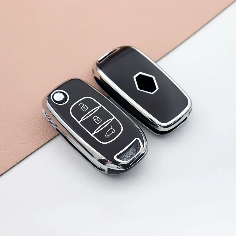 Чехол-брелок с 3 кнопками для Renault Duster Megane Sandero Kangdoo Captur TPU автомобильный чехол