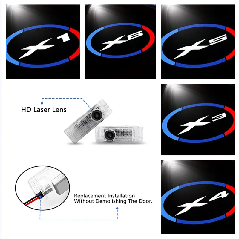 

2Pcs LED Car Door Welcome Lights Logo Projector Shadow Light for BMW X1 X2 X3 X4 X5 X6 X7 F48 F39 G01 F25 G02 G05 F15 G06 G07