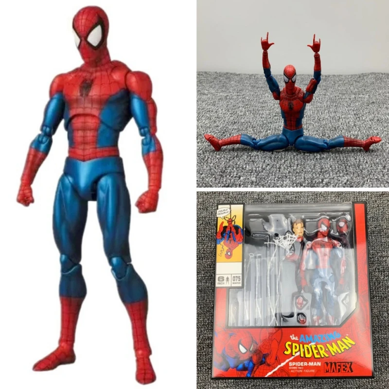 

16cm Anime Marvel Spiderman Action Figure In Stock Medicom Mafex 075 The Amazing Collectible Model Kids Gift