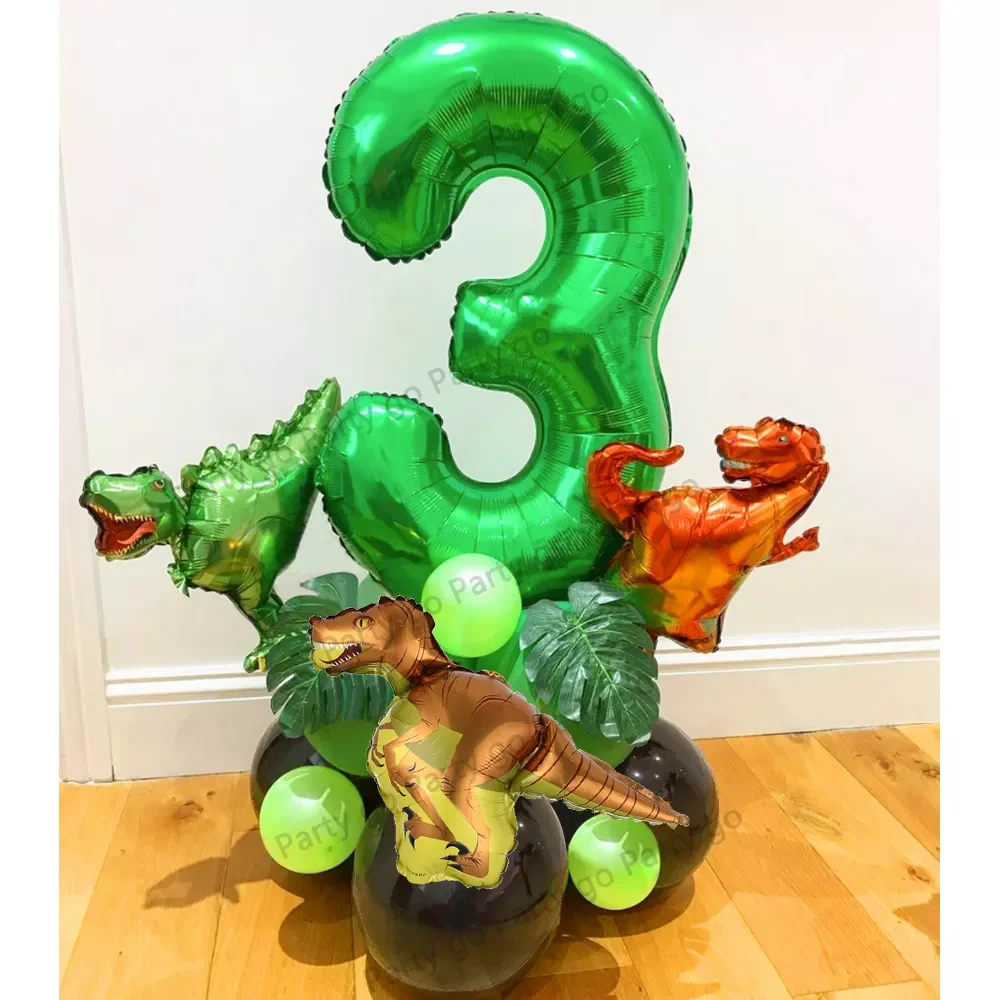

NEW2023 21pcs/Set Tropical Jungle Party Balloons Mini Dinosaur Balloon Safari Palm Leaf Birthday Party Decorations Kids Baby Sho