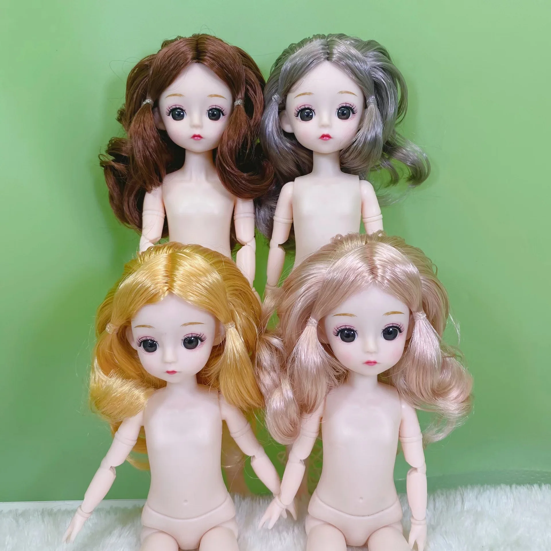 

New Bjd Body 6 Points Fat Doll 30cm Nude Doll 20 Joints Movable Two-dimensional Comic Face 3D Eyes Children's Dress-up Gift Toy