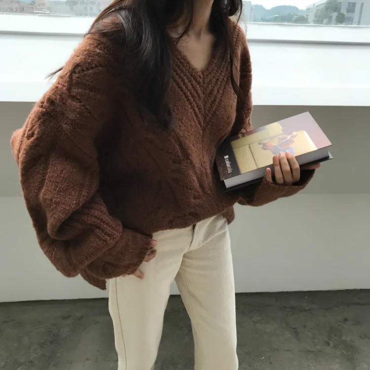 Новый зимний свитер женский пуловер топы для девочек Винтажный Длинный Рукав