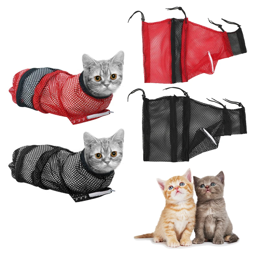 

Cat Washing Shower Mesh Bags No Scratching Bite Restraint Nail Trimming Mesh Cat Grooming Bath Bag Cat Supplies