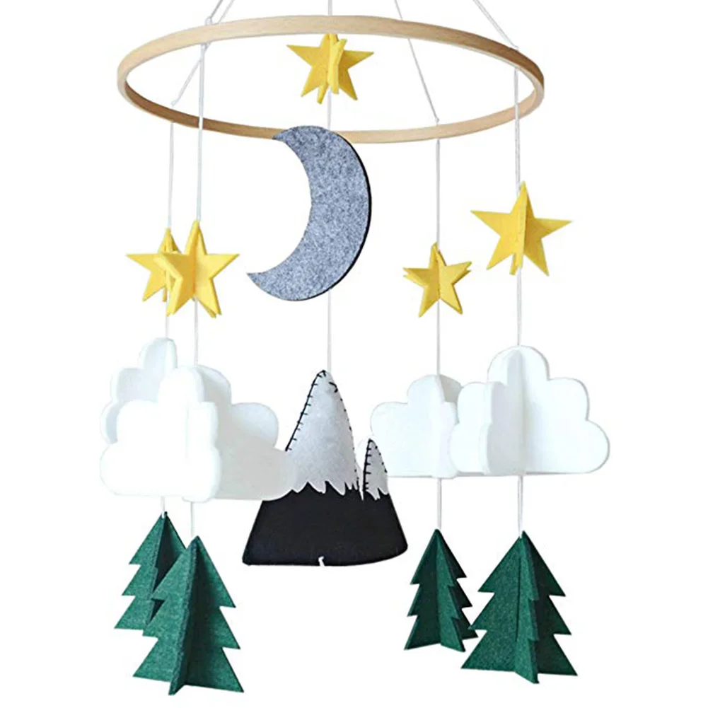 

Girls Woodland Crib Mobile Play Baby Nursery Decoration Moon Hanging Bedroom Starry Night Wind Chimes Felt Handmade For Boys