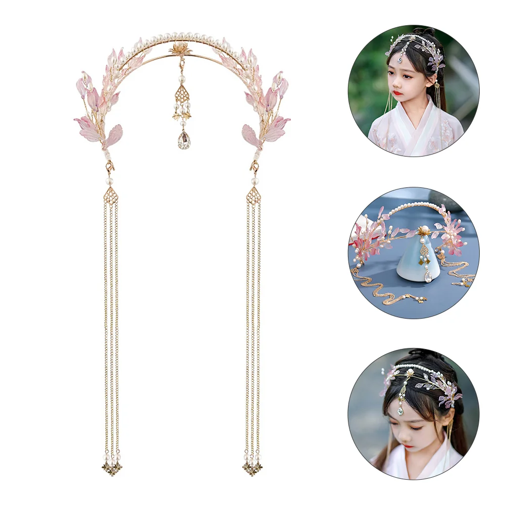 

Chinese Hair Headdress Wedding Hanfu Headwear Traditional Headpiece Sticks Headband Tiara Style Accessories Long Brides Bridal