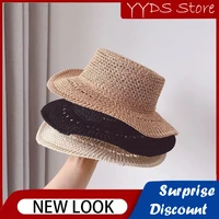 childrens fishnet straw hat ins breathable boys and girls flat top big brimmed sun hat summer travel holiday hat sun hat