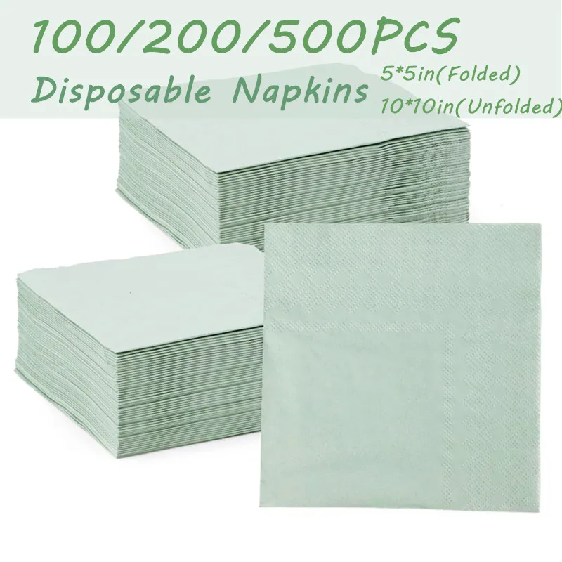 

For Napkins Napkins 3-ply Cocktail Soft Decor Shower,party 100/200pcs Bar Napkins Sage Beverage Restaurant,baby Disposable Paper