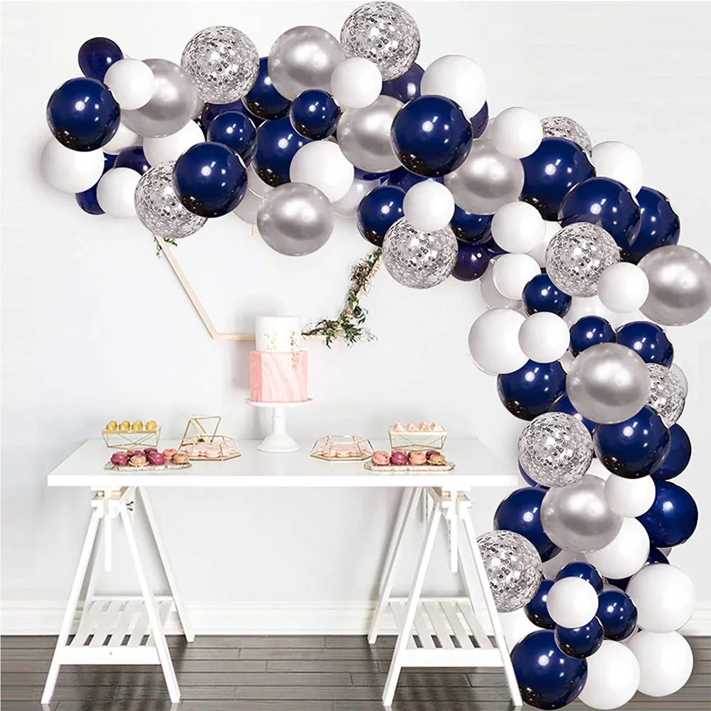 

Navy Blue Balloon Garland Arch Kit Confetti Gold Silver Ballons for Birthday Party Decor Kids Baby Shower Graduation Wedding