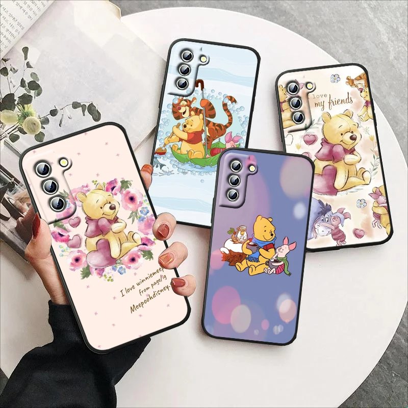 

Disney Winnie Bear Cute For Samsung Galaxy S23 S22 S21 S20 S10 S9 Ultra Plus Pro 4G 5G silicone Soft Black Phone Case