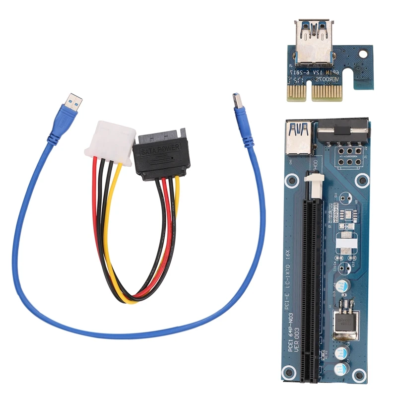 

5X USB 3.0 PCI-E Экспресс 1X до 16X Райзер-карта адаптер SATA кабель питания